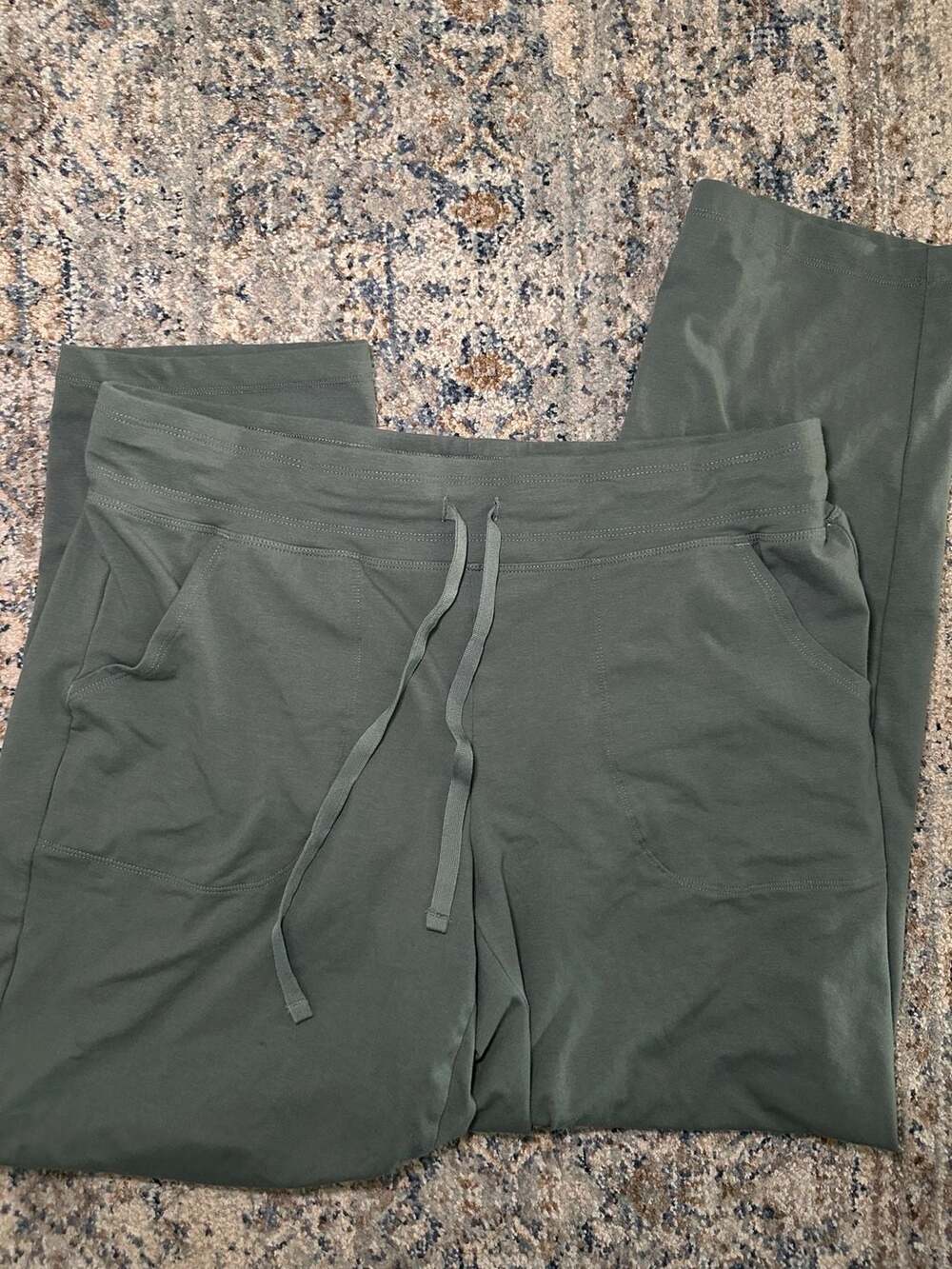 Athletic Works Women's Jersey Knit Pants Olive Green Size L (12-14)